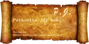 Petkovits Jákob névjegykártya